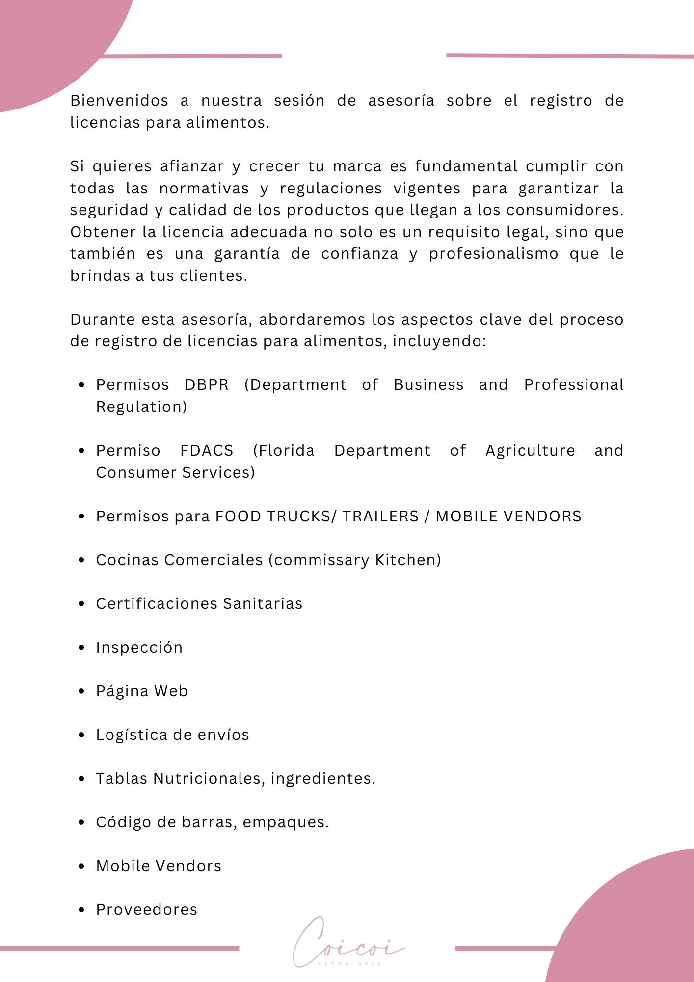 ASESORÍA PARA MARCAS DE ALIMENTOS
